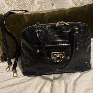 Vintage DKNY bag, croc leather, gold hardware